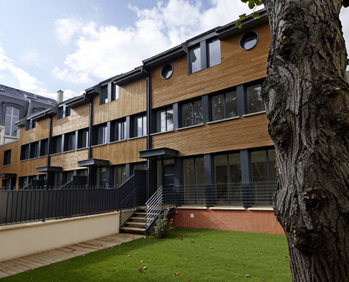 Maisons au 41 rue Berthier à Versailles, jardins et façades