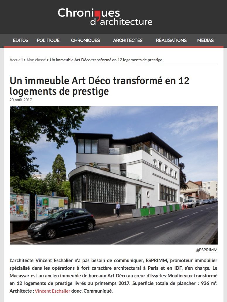 Coupures de presse, Chroniques d'architecture, Macassar, Esprimm