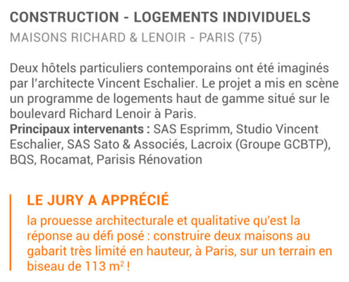 article esprimm Trophées de la Construction Batiactu 2016